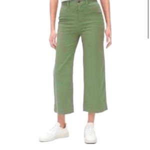 Gap high rise wide leg crop pants in olive green